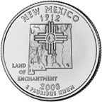 Image shows the back of the New Mexico quarter with standard inscriptions.