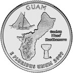 Guam quarter reverse with standard inscriptions.