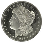 Image shows front of the Morgan dollar.