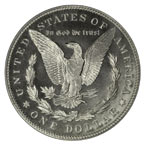 Image shows back of the Morgan dollar.