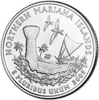Image shows the back of the Northern Mariana Islands quarter with standard inscriptions