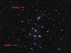 Beehive star cluster points out the location of its first known planets, Pr0201b and Pr0211b