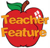 school apple and the words, 'Teacher Feature'