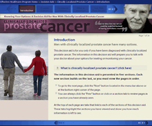 Picture of the AHRQ EHC web tool called Knowing Your Options: A Decision Aid for Men With Clinically Localized Prostate Cancer.