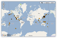 Map of recent earthquakes.