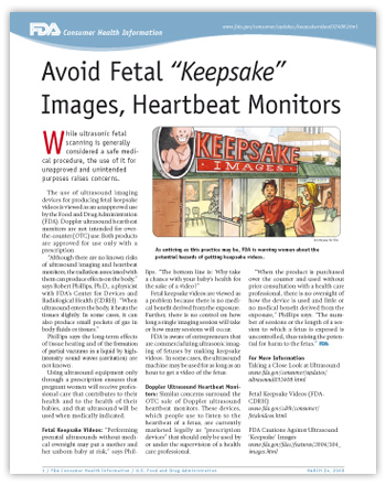 Avoid Fetal "Keepsake" Images, Heartbeat Monitors - (PDF)
