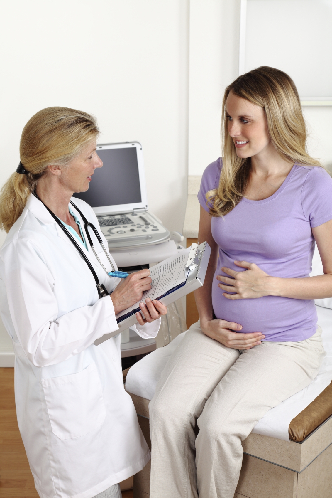 Pregnant Woman talking to her female doctor