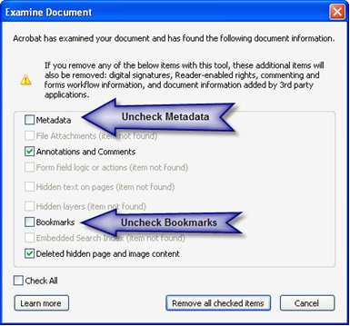 Examine Document options