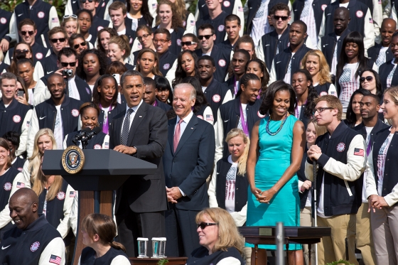 President Barack Obama delivers remarks to the 2012 United States Olympic and Paralympic Teams 