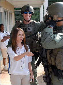 A student talks with our Washington Field Office SWAT team