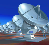 Artist's conception of the ALMA antennas.