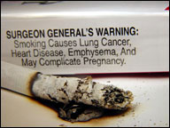 Pack of cigarettes displaying the Surgeon General's Warning