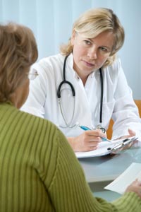 woman talking to a doctor