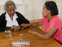 Young and older woman in discussion