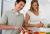 Couple making healthy food choices
