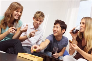 Group of friends playing a board game