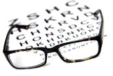 A eye chart and pair of glasses