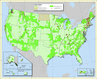 US Map of Forest Legacy