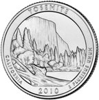 Image shows back of Yosemite quarter.