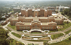 aerial view of the NIH clinical center