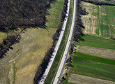 Aerial of rural highway in Pennsylvania