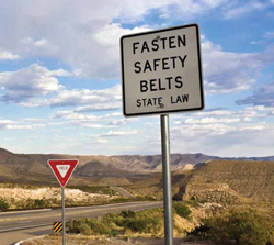 Road Sign: Fasten Safety Belts - State Law