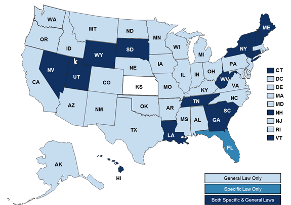 This map reflects all doctor shopping laws: Specific, general, and states with both general and specific, listed in the text below the map.