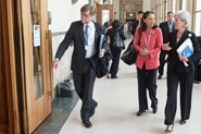 HHS Secretary Sebelius talks with FDA Commissioner Margaret Hamburg in between meetings at the 65th World Health Assembly. Credit: Photo by US Mission/Eric Bridiers.