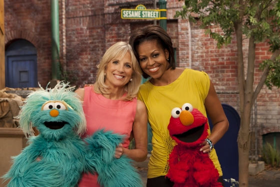 First Lady Michelle Obama and Dr. Jill Biden visited Sesame Street