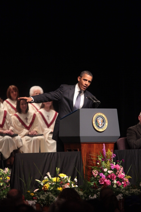 President Barack Obama at a Memorial Service in Joplin, Missouri