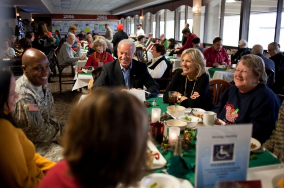 Vice President Joe Biden and Dr. Jill Biden on Christmas Day at Walter Reed