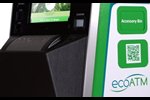 Image of a kiosk developed by ecoATM for exchanging used electronics for cash or a donation.