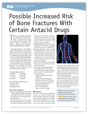 Possible Increased Risk of Bone Fractures With Certain Antacid Drugs - Image Link to PDF version of Consumer Update