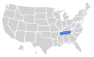US Map with Tennessee highlighted