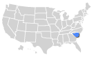 Map of United States with South Carolina Highlighted