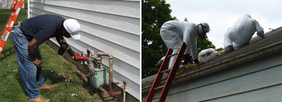 Technicians weatherizing a home in Ohio