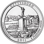 Image shows the back of the Gettysburg quarter.