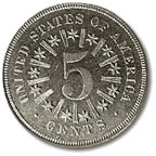 REVERSE: 1866 Shield Type Nickel Five-Cent Coin
