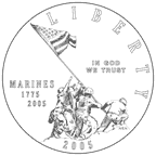 Image of Marine Corps silver dollar obverse.