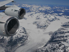 DC-8 ASCENDS II Mission - This spectacular view of a large glacier in British Columbia, Canada, was captured from NASA's DC-8 flying laboratory during one of the ASCENDS II atmospheric sampling instrument validation flights. July 2011