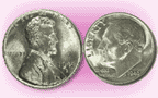 1943 Steel cent and dime