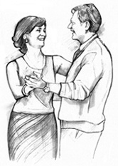Ilustración de un hombre y una mujer bailando