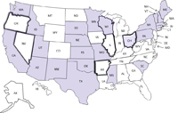 1999 US Map of Legal status of nonpasteurized dairy product sale or distribution