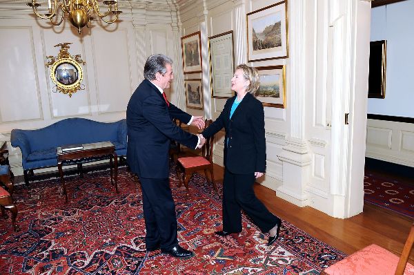 Date: 02/06/2009 Description: Secretary Clinton meets with Albanian Prime Minister Sali Berisha, Washington, DC. State Dept Photo