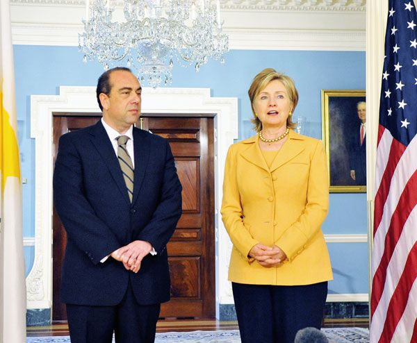 Date: 04/20/2009 Description: Remarks by Secretary Clinton and Cyprus Foreign Minister Marcos Kyprianou before their meeting. State Dept Photo