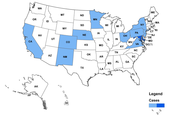 Persons infected with an outbreak-associated strain of Listeria monocytogenes, by state as of September 11, 2012