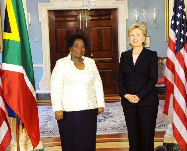 Date: 03/19/2009 Description: Secretary Clinton with South African Foreign Minister Nkosazana Dlamini-Zuma at the State Department.  State Department photo by Michael Gross.