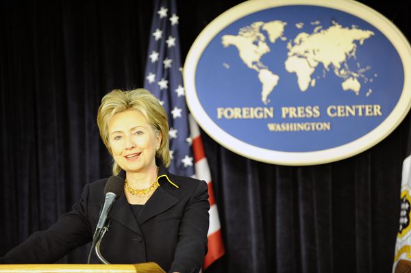 Date: 05/19/2009 Description: Secretary of State Hillary Rodham Clinton briefs at the Washington, DC Foreign Press Center on May 19, 2009. State Dept Photo