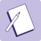 A purple icon of a pencil and note pad.