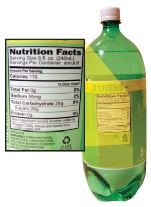 A Bottle of Soda with Nutrition Facts Sticker